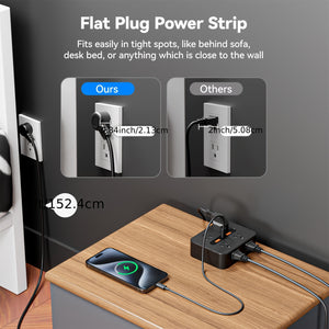 1pc 4 Sockets Power Board Surge Protector, 4 Jacks 2 USB And 1 Type-c Desktop Charging Station With Overload Protection, With Home, Office, Travel, Computer, Bedside And Travel, White And Black