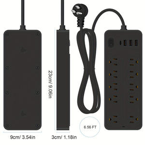 US Standard Plug-in 10AC Hole With Individual Switch, 3.94ft (About 1.2m) Extension Cord For Home, Garden, Yard, Kitchen