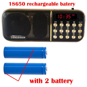 B-851SS with Strong LED Flashlight Portable FM Radio Speaker USB TF Player Support Two Rechargeable 18650 Battery