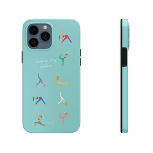 Yoga Poses Blue Tough Case for iPhone with Wireless Charging