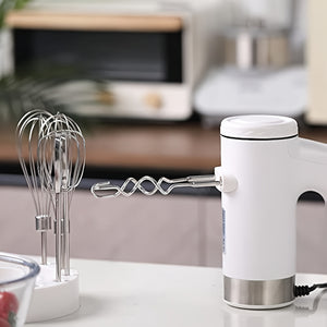 Hand Mixer,, Electric Mixer,, Mixer Electric Handheld, 5-speed;TURBO Function, Storage Base 1pc;6pcs 304 Stainless Steel Stirrers