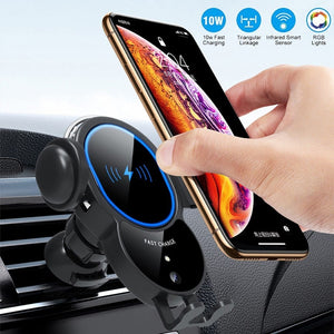 Wireless Mount Clamping Car Fast Charger - Stereotech