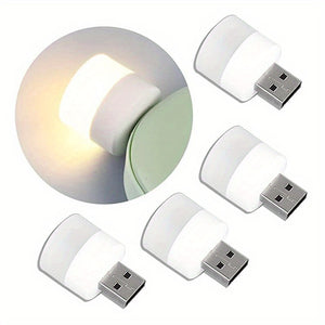 10pcs Mini USB Night Light Warm White Eye Protection Book Reading Light USB Plug Computer Mobile Power Charging LED Night Lamp