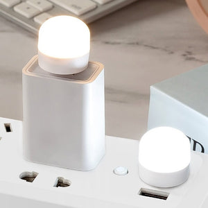 10pcs Mini USB Night Light Warm White Eye Protection Book Reading Light USB Plug Computer Mobile Power Charging LED Night Lamp