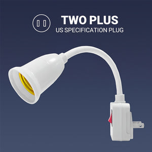 1pc E27 Plug-in Lamp Socket Adapter With Switch, Flexible Neck Extension Lamp Bulb Holder Converter, Suitable For Night Light, Bedside Lamp, Wall Lamp Base