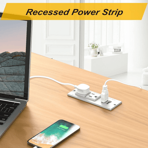 Power Strip With USB, Conference Recessed Power Strip Socket, Power Grommet Power Strip With 2-Outlet & 2 USB Ports