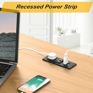 Power Strip With USB, Conference Recessed Power Strip Socket, Power Grommet Power Strip With 2-Outlet & 2 USB Ports