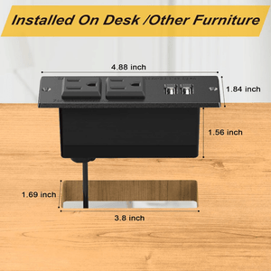 Power Strip With USB, Conference Recessed Power Strip Socket, Power Grommet Power Strip With 2-Outlet & 2 USB Ports