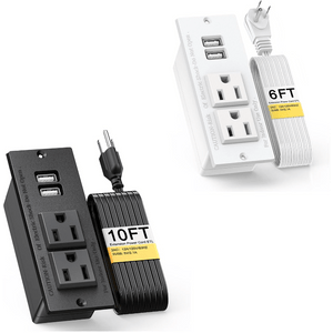 Power Strip With USB, Conference Recessed Power Strip Socket, Power Grommet Power Strip With 2-Outlet & 2 USB Ports