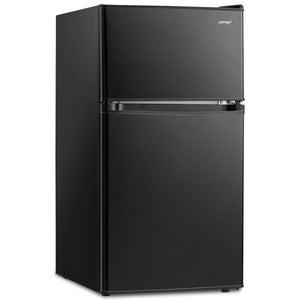 Costway 3.2 Cu.Ft Mini Refrigerator w/ Freezer Compact Fridge w/ 2 Reversible Door Black