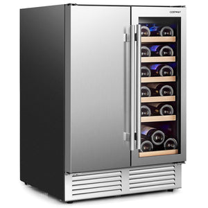 Multigot 2-in-1 Beverage and Wine Cooler Free-standing & Built-in Dual Zones Wine Fridge