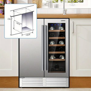 Multigot 2-in-1 Beverage and Wine Cooler Free-standing & Built-in Dual Zones Wine Fridge