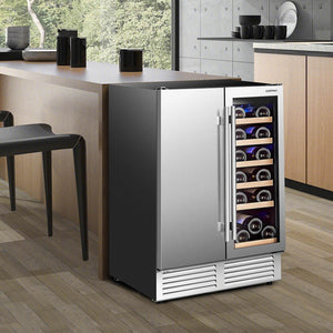 Multigot 2-in-1 Beverage and Wine Cooler Free-standing & Built-in Dual Zones Wine Fridge