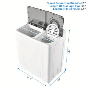 Gymax 26lbs Portable Semi-automatic Twin Tub Washing Machine W/ Drain Pump