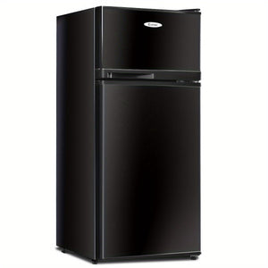 Gymax Double Doors 3.4 cu ft. Unit Compact Mini Refrigerator Freezer Black