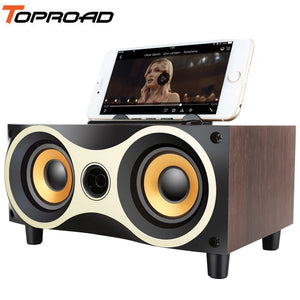 Wooden Wireless Bluetooth Speaker Subwoofer Stero Desktop Speakers Support FM Radio AUX U-Disk MP3 Caixa De Som with MIC