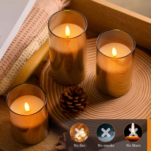 Elegant Gray LED Candle Lights with Remote - Flickering Flameless Wax Melt Burners for Weddings, Birthdays & Christmas Decor