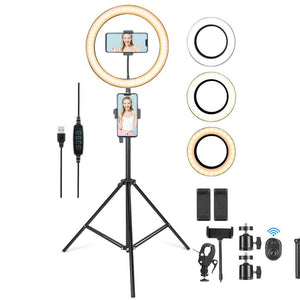 LED Ring Light With Phone Tripod Stand Kit 10" - Stereotech