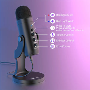 USB Microphone, Condenser Computer PC Mic, Plug&Play Gaming Microphones for PS 4&5.Headphone Output&Volume Control, Mic Gain Control, Mute Button for Vocal, YouTube Podcast on Mac&Windows (Black) Eid Al-Adha Mubarak