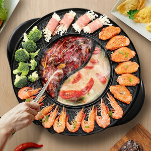 Electric BBQ Grill and Hot Pot - Smokeless, Separable, and Perfect for Home Cooking