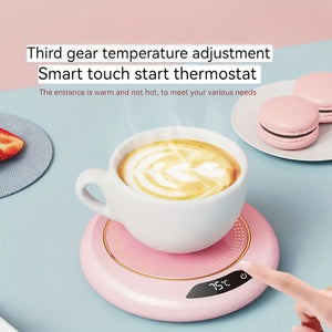 USB Heating Coaster, Constant Temperature Coaster, Heater, Office Smart Beverage Heater, Suitable For Most Cups. Outdoor Camping Picnic Kitchen Etc Autumn And Winter Essential, 3 Temperature Adjustment