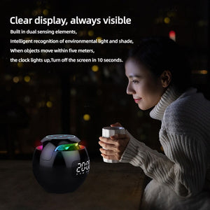 G90 Bluetooth-Compatible Speaker Portable Wireless Speaker LED Display Alarm Clock Mini Bass Sound Box HIFI Tfcard Music Player