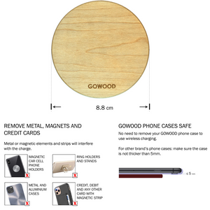 15W Fast Charge Maple Wood Wireless Charger - Stereotech