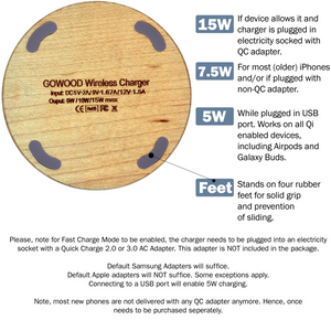 15W Fast Charge Maple Wood Wireless Charger - Stereotech