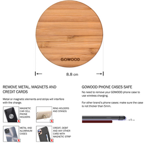 15W Fast Charge Bamboo Wood Wireless Charger - Stereotech