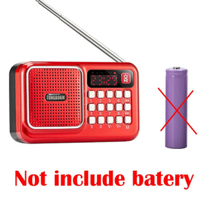 Portable Bluetooth FM Radio Receiver Speaker USB TF Card Player 3.5Mm Earphone Out Support 18650 Rechargeable Battery