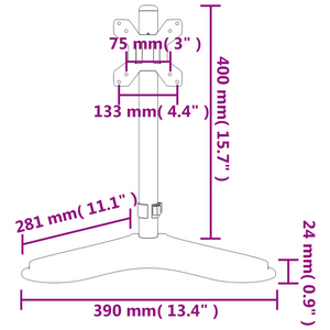 vidaXL Monitor Mount Black Steel VESA 75/100 mm - Stereotech