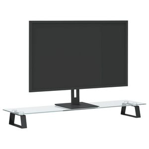 vidaXL Monitor Stand Black 80x20x8 cm Tempered Glass and Metal - Stereotech