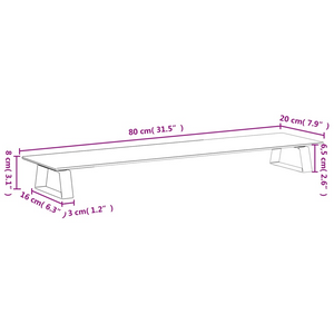 vidaXL Monitor Stand Black 80x20x8 cm Tempered Glass and Metal - Stereotech