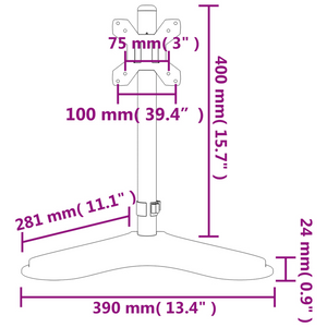 vidaXL Monitor Mount Black Steel VESA 75/100 mm - Stereotech