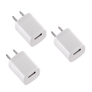 3-Pack White 1A USB Power Adapter Wall Charger