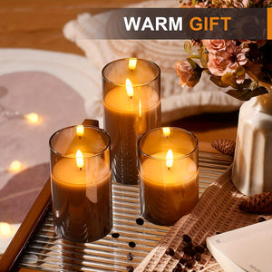 Elegant Gray LED Candle Lights with Remote - Flickering Flameless Wax Melt Burners for Weddings, Birthdays & Christmas Decor