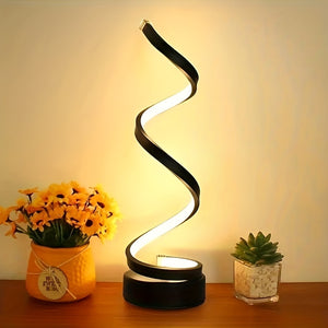 1pc Spiral Table Lamp, For Bedroom Office Nightstand Bookshelf Living Room Home Decor - Stereotech