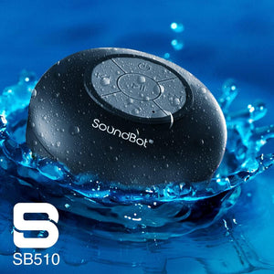 SB510 HD Water Resistant Bluetooth Shower Speaker, Handsfree Portable Speakerphone with Built-In Mic, 6Hrs of Playtime, Control Buttons and Dedicated Suction Cup for Showers (Black)