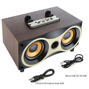 Wooden Wireless Bluetooth Speaker Subwoofer Stero Desktop Speakers Support FM Radio AUX U-Disk MP3 Caixa De Som with MIC