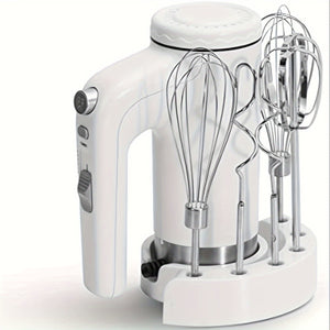 Hand Mixer,, Electric Mixer,, Mixer Electric Handheld, 5-speed;TURBO Function, Storage Base 1pc;6pcs 304 Stainless Steel Stirrers