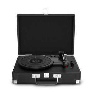 CA-Portable Vinyl Record Player C210, With 2 Stereo Speakers(3W Each), Wireless 3-Speed 33/45/78RPM, Support Headphone Jack/USB/AUX-IN/RCA-Out