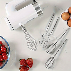 Hand Mixer,, Electric Mixer,, Mixer Electric Handheld, 5-speed;TURBO Function, Storage Base 1pc;6pcs 304 Stainless Steel Stirrers