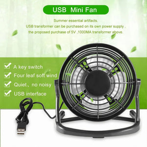 Mini USB Desktop Table Fan 360° Rotation Personal Fan Strong Wind Silent Portable Summer Cooling Fan for Office Bedroom Supplies
