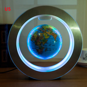 Color: Sky blue English US - Round LED World Map Floating Globe Magnetic Levitation Light Anti Gravity Magic - Stereotech