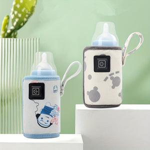 USB Baby Feeding Bottle Warmer Portable Cartoon Milk Bottle Travel Heater, Milk Water Warmer Stroller Insulated Bag, Baby Bottle Keep Warmer For Car Tavel, Storage Cover Insulation Thermostat