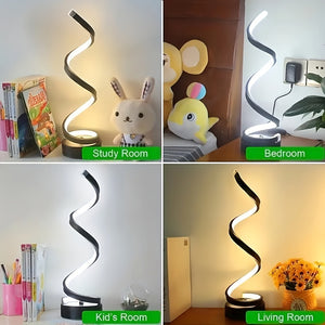 1pc Spiral Table Lamp, For Bedroom Office Nightstand Bookshelf Living Room Home Decor - Stereotech