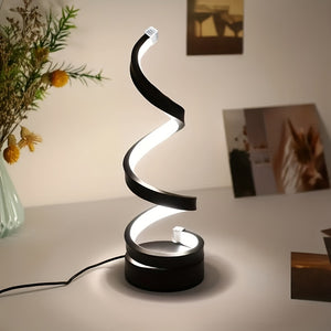 1pc Spiral Table Lamp, For Bedroom Office Nightstand Bookshelf Living Room Home Decor - Stereotech