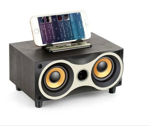 Wooden Wireless Bluetooth Speaker Subwoofer Stero Desktop Speakers Support FM Radio AUX U-Disk MP3 Caixa De Som with MIC