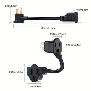 1/2pcs 12 Inch (about 30.5cm) Heavy Duty Extension Cable With 2 AC Charging Ports Small Extension Cable Socket Protector Suitable For Home, Office, Industrial