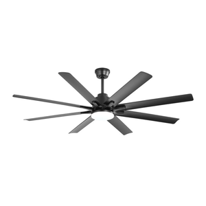 66 Inch Modern Ceiling Fan With Dimmable Led Light 8 ABS Blades Smart Remote Control Reversible DC Motor Black For Home Office